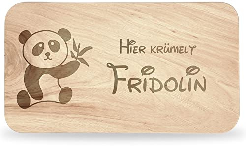 Frühstücksbrettchen Kinder - tolles Frühstücksbrettchen Holz mit Panda | Personalisieren, personalisierte Geschenke Kinder, Schneidebrett mit Gravur, Geschenk zur Taufe/Einschulung
