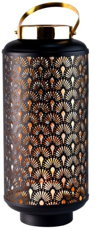 Orientalische Gartenlaterne Braga modern aus Metall in Schwarz 44 cm