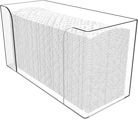 Dispenser di asciugamani di carta da appoggio Porta asciugamani per ospiti in acrilico trasparente adatto per asciugamani di carta piegati a Z o piegati a C - Capacità 150 asciugamani