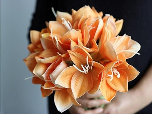 HXSCOO White Orange Real Touch Artificial Flower Orchid Wedding Bouquet Accessoires (Color : For Bride-01)