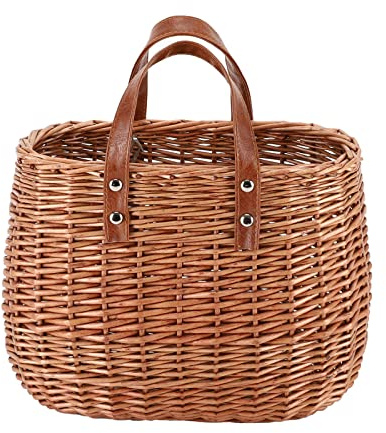 YAHUAN Summer Purse Straw Bag for Women Hand-woven Wicker Purses Rattan Tote Straw Handbag Wicker Beach Bag for Women (Wicker Brown)