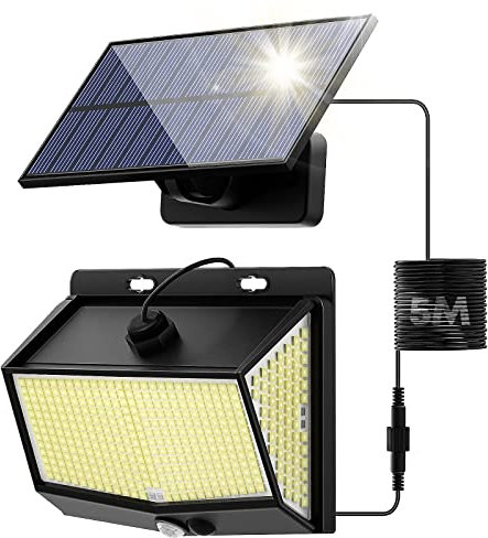 HIYAA Solar Lights Outdoor, Solar Security Lights Motion Sensor 468 LED, 3 Modes 270° Solar Powered Flood Lights IP65 Waterproof PIR Solar Wall Garden Door Yard Shed Hut, Black (Solar Light 468led)
