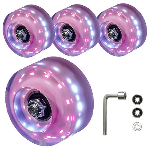 Skateboard Rollen Rollschuh Räder 4 Packung Leuchten Sie Leuchträder im Freien farbige Räder doppeltes Reihenlauf und Skateboard Skateboard-Räder (Color : Pink)