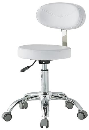 BESNUT Verstellbarer Rollstuhl, Salonhocker, Zahnarzt-Klinik-Bürohocker mit Rollen, robuster, ergonomischer Dentalhygieniker-Salon-Spa-Stuhl (Color : White, Size : Medical Wheel)