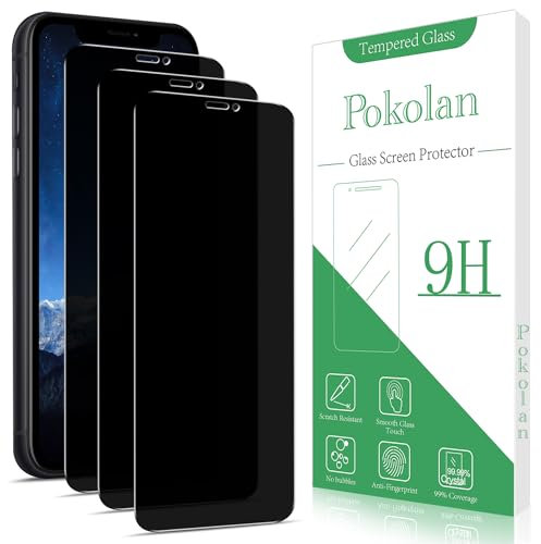 Pokolan 3 Pezzi Privacy Pellicola per Apple iPhone 11 Pro, X, XS, Vetro Temperato Anti Spy, Anti-Impronta, Durezza 9H HD Protezione Schermo