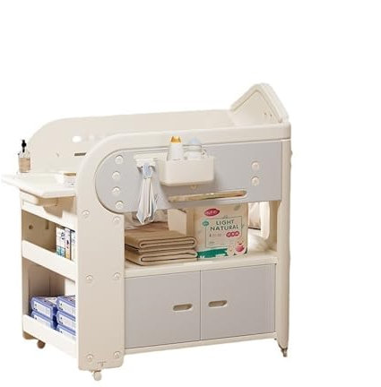 Linmeas-753 Wickeltisch Windeltisch, Babypflegetisch, Neugeborenenbett, multifunktionaler mobiler Windelwechsel-Baby-Badetisch Kinderzimmer Organizer
