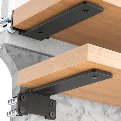 Yeabett 4 stück Regalhalterung Regalträger 10 cm | Regalwinkel Schwerlast | Metall Regalträger mit Schrauben | 75 kg Tragkraft | für Wandmontage | einfache Montage | Schwarz