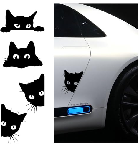 Schwarzes Katzen cartoonartig auto Aufkleber,Wasserdicht, UV-beständig, Autoaufkleber für glatte Oberflächen,auto,kfz(16cm*21cm, 6 Stück)