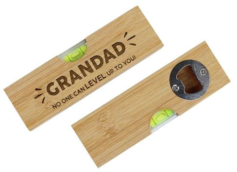 eBuyGB Grandad No One Can Level Up to You Wooden Bottle Opener, 2 in 1 Spirit Level Multi Tool, DIY Multitool, Gift for Grandad