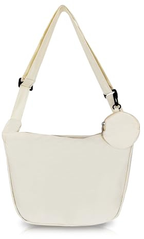 AfitLulu Crescent Bag Casual Canvas Crossbody Taschen für Frauen mit runder kleiner Münzgeldbörse, Schultertaschen Frauen Dumpling Bag Dünn und Leicht Halbmondtasche mit verstellbarem Schultergurt,
