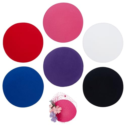 BENECREAT 6Pcs 6 Farben Runde Stewardess Fascinator Hut Basis mit Clips, 11cm EVA Tuch Sinamay Basis Derby Tuch Frauen Sinamay Hut Basis für Millinery Magic
