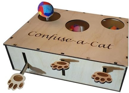 Katzenjagdbox, Katzenbox Spielzeug, verwechseln Sie ein Katzenpuzzle, interaktives Katzenspielzeug, Holzkatzenpuzzle, ansprechendes Katzenspielzeug, 40 x 30 cm, haustierfreundliches