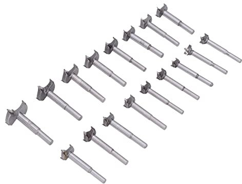 Set di Bit per Trapano Forstner, Bit per Trapano 17pcs, 15? 40 Mm Vari Compiti Strumenti per la Lavorazione del Legno Set di Bit di Perforazione in Legno in Acciaio Carbone,