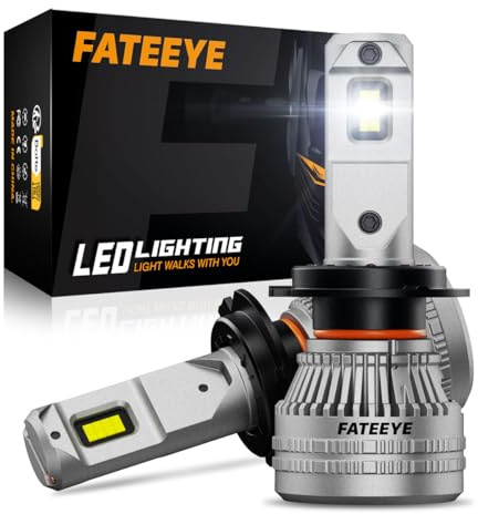 FateEye Ampoule H7 LED 44000LM 200W, Ampoules de Phare 6500K Blanc Froid pour Voiture, Ventilateur Haute Vitesse, IP68, Durée de Vie 100000H, Kit de Conversion Halogène, Lot de 2