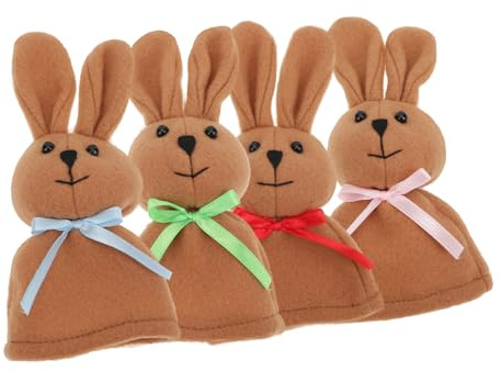 Gatuida 4pezzi Copriuovo Pasqua in Pile Copriposate Forma Coniglio Decorazione Pasquale e Riutilizzabile Protezione Posate Da Sporco