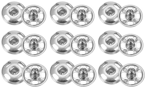 QUARKZMAN 72 set sömbara tryckknappsset, 6/7/8 mm sytillbehör metallknappar, pysselknappar, ersättningsknappar, syknappar för jacka, kläder, jeans, väskor, plånbok, handväska, skor, knappar, vit