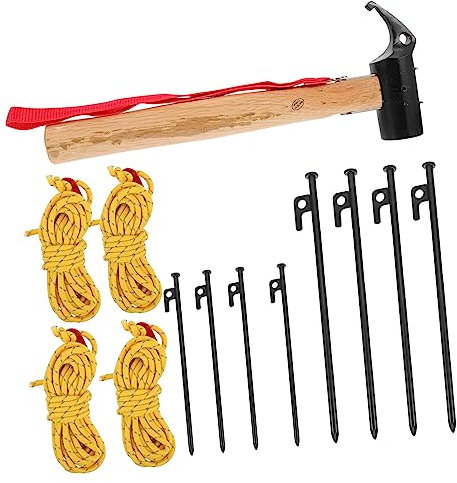 UPKOCH Zelt Hammer Set Mit Camping Heringnägeln Und Seilen Für Outdoor Camping Ground Pegs Zur Einfachen Zeltbefestigung Und Plane Fixierung