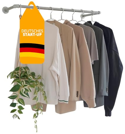 Kleidereisen Kleiderstange wandmontage - Stabile Garderobe industrial style aus massivem Gusseisen mit bis zu 30kg Belastbarkeit - Perfekt als Wandgarderobe oder für einen begehbaren Kleiderschrank