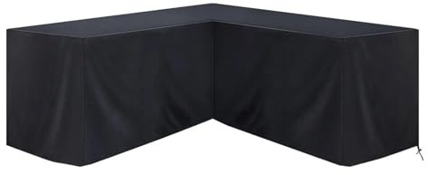 Housse de canapé d'angle en forme de L - 250 x 250 x 100 cm - Imperméable et anti-poussière - Tissu Oxford 210D - Noir