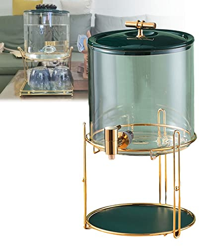 Dispenser di succo da 5,5 l con rubinetto e supporto, barattolo in vetro per bevande, frutta, tè, limonata, vino e acqua frizzante, brocca versatile con coperchio rotondo/base quadrata