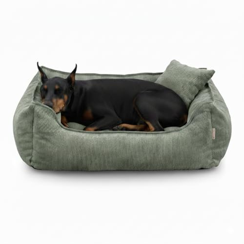 Gutekissen® Hundebett Lucky – Flauschiges Hundekissen für kleine & große Hunde – Waschbares Haustierbett mit Füllung aus Polyurethanschaum & abnehmbarem Bezug (Grün, XL - 100x75)