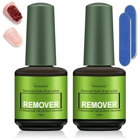 Probuk Fast Gel Nail Polish Remover 2 x 15ml, Quickly & Easily Removes Gel Polish in 3-5 Minutes Without Soaking or Foil Wraps, Non-Irritating, Fast-Acting Gel Remover For UV Polish