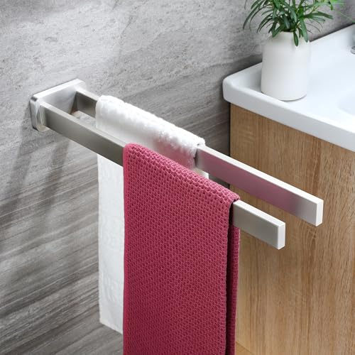 ZUNTO Handtuchhalter zum Aufbohren, doppelte Handtuchstangen für Bad Küche | 40cm, Wandmontage, Montage durch Bohren für höhere Stabilität, aus Edelstahl, gebürstete Oberfläche