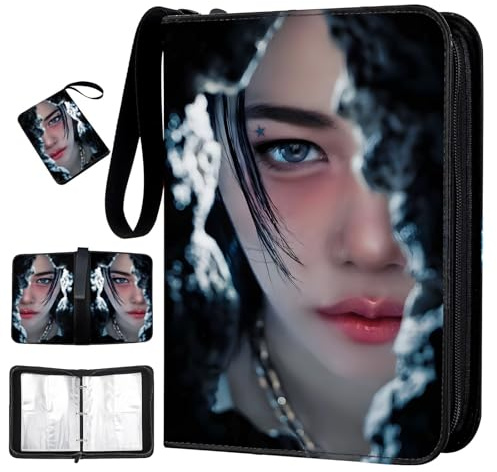 Album de collection pour cartes, Classeur Carte 4 Pochettes,50 Pages Album Carte,Kpop Idole Felix Dessin Photocards Holder,Portable et étanche, pour affichage de cartes et protection,fashion