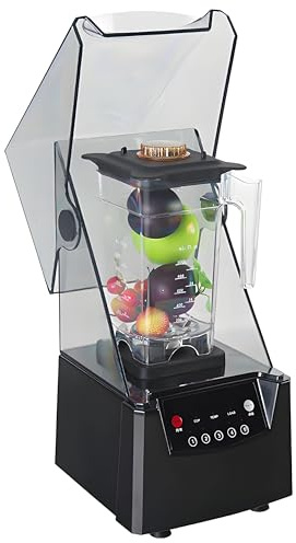 Frullatore silenzioso commerciale con copertura insonorizzata, 2600 W a basso rumore, autopulente per purea, tritaghiaccio, frullati e frullati