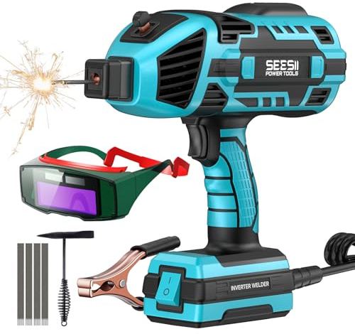 Seesii Portable Welder Handheld, 110V 120A Portable Welding Machine with Goggles & Chipping Hammer, Compatible with for 3/32-1/8 Rods, Suitable for Home DIY Repair and Automotive Repair Welding