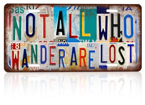 CHCdecor Vintage Not All Who Wander Are Lost Wall Decor License Plate Metal Sign Tin Signs,12x6 Inch Aluminum