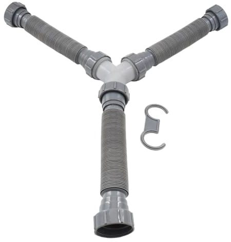 Jugutyeg Tuyau de Vidange pour évier Double, Raccord Robuste et Extensible pour évier, Salle de Bain, Cuisine