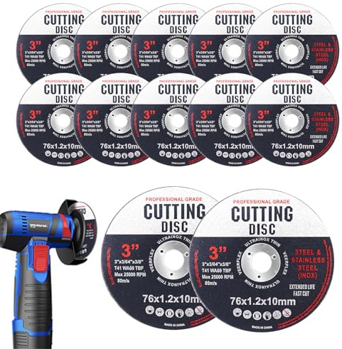 12 Pack 76mm Cutting Discs for Angle Grinder, 3 Precise Cut Off Wheels | Ultra Thin 1.2mm Grinding Disc for Power Tools, Angle Grinder Cutting Discs for Wood, Aluminum, Iron, Steel