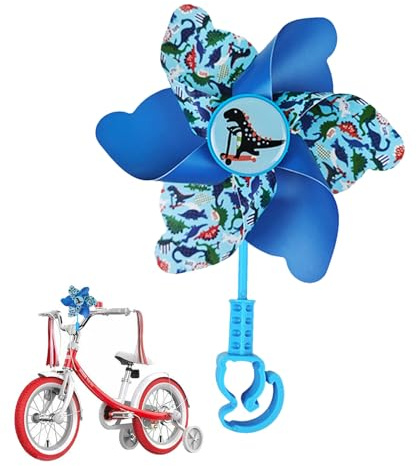 Kids Bicycle Windmill - Dinosaur Pattern Pinwheel, Handlebar Decoration Feature Component, Ornament Detail Unit, Boys Girls Scooter Other Aspect Accessory, Balance Bike Pushchair Usage