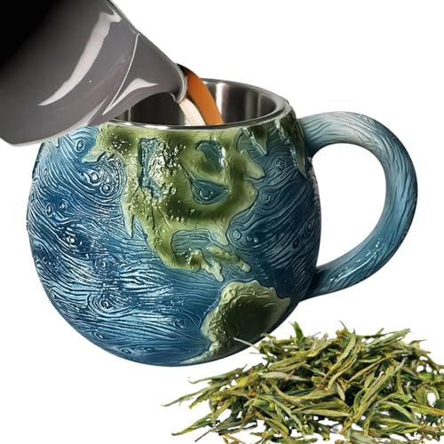 Planetentasse, 3D Relief -Thema Design Mit Planeten Des Sonnensystems, Einzigartiges Geschenk Für Astronomie-Begeisterte, Resin- Und Edelstahlbecher, 13×10 Cm, Originelles Trinkgefäß Für Zuhau