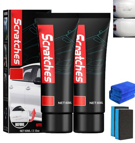 Glass Stovetop Scratch Repair Kit, Multipurpose Car Scratches Repairs Paste, with Sponge, Heavy Duty Cooktop Cleaner and Polish, for Car Paint, Glass, and Ceramic Surfaces (2pcs)