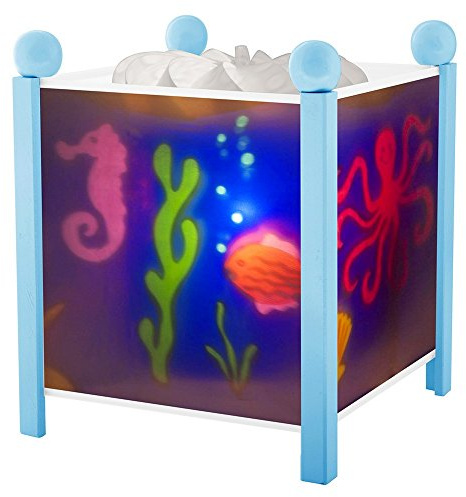 TROUSSELIER - La Mer - Veilleuse - Lanterne Magique - Idéal Cadeau Enfant - Dessin animé - Lumière rassurante - Couleur Bois Bleu - Ampoule 12V 10W inclue - Prise Elec. EU