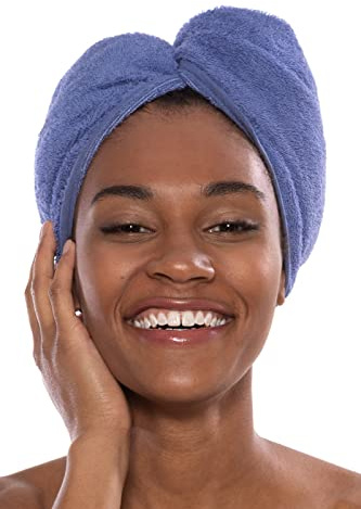 Texere Women's Bamboo Viscose Hair Towel (Tya, Kashmir Blue, U)