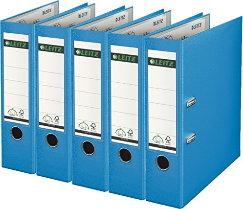 Leitz 1010-50 Qualitäts-Ordner Plastik-Cover (A4 breit| 5er Pack, Hellblau)