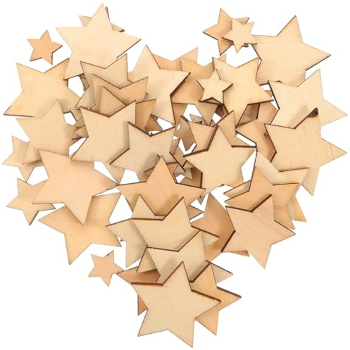 rosenice Holzsterne Zum Basteln 3.50X3.50X0.08In Unvollendete Holzscheiben Für Diy Kunsthandwerk Scrapbooking Hochzeit Geburtstag Dekoration 100 Stück Sortierte Größen