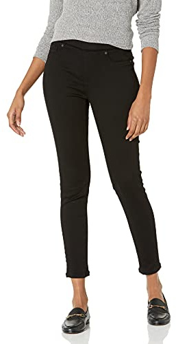 Amazon Essentials Jegging Elasticizzato Senza Zip a Vita Media - colori fuori produzione Donna, Nero, 46