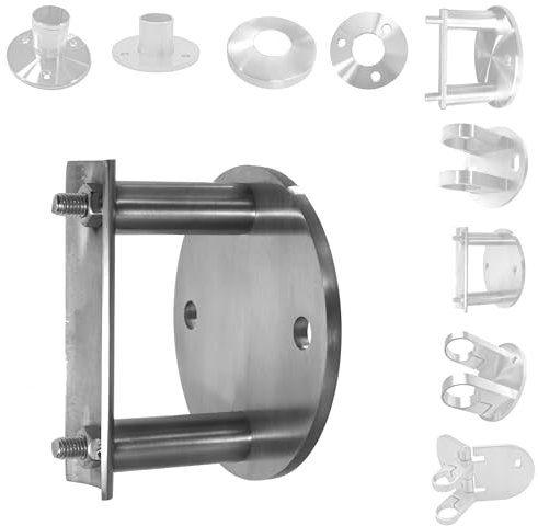 BASIT Edelstahl Geländer Pfostenträger Pfostenhalter zur Befestigung von Geländerpfosten Edelstahl I für Geländer Rundrohr Edelstahlrohr 42,4mm I Wandanker für Pfosten I PT10