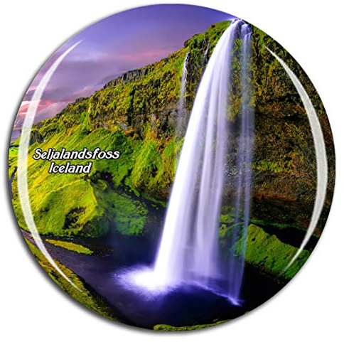 Weekino Island Seljalandsfoss Wasserfall Kühlschrankmagnet 3D Kristallglas Touristische Stadtreise City Souvenir Collection Geschenk Starker Kühlschrank Aufkleber
