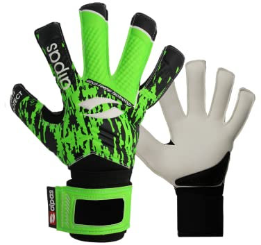 alpas Torwarthandschuhe (Fingersave) V4 Hellgrün Gr. 3 bis 12 *NEU* (optional mit Druck), Form: mit Bedruckung, Größe: 5