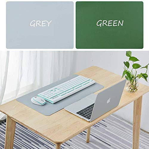 Multifunktionale Schreibtischunterlage, Leder, blendfrei, glattes Mauspad, Tastaturmatte, wasserdichter Schreibtischschutz, Schreibunterlage für Arbeit und Gaming 140X70CM Grün/Grau