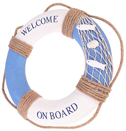 30cm Deko Rettungsring Schaumstoff Vintage Retro Schwimmkreis Welcome on Board Reifen Dekoration Deko zum Aufhängen für Bar Fenster Hintergrund Wanddeko