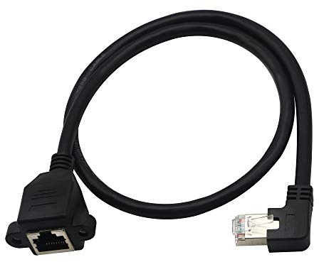 Ethernet-Verlängerungskabel, RJ45-Stecker auf Buchse, Schraubplattenmontage, CAT6/5e/5, geschirmtes Netzwerk-LAN-Verlängerungskabel (abgewinkelt)
