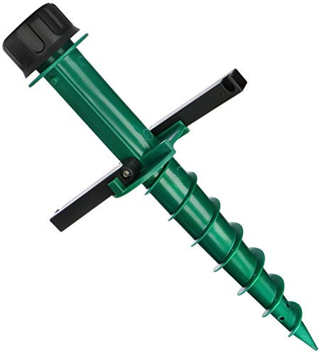 com-four® Portaombrelli da avvitare - Manicotto a Terra per Giardino - Base per ombrelloni - picchetto di Terra - portaombrelli in plastica Leggera (Verde)