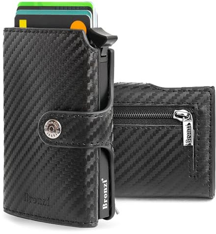Bronzi® Geldbörse Herren | Geldbeutel Herren | Slim Wallet | Wallets for Men | Smart Wallet | RFID-Schutz mit Geldbörse | Geschenkbox - Italienische Marke (Kohlenstoff)