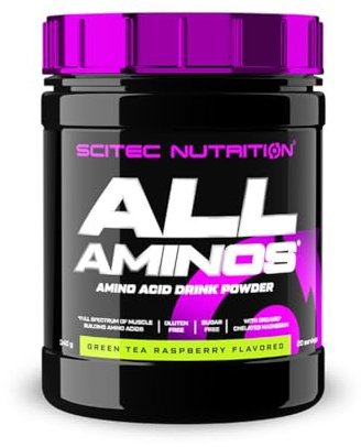Scitec Nutrition All Aminos - Aminoacidi essenziali - con magnesio - Senza glutine e senza zucchero - Ideale per gli allenamenti e il recupero, 340 g, Tè verde e Lampone